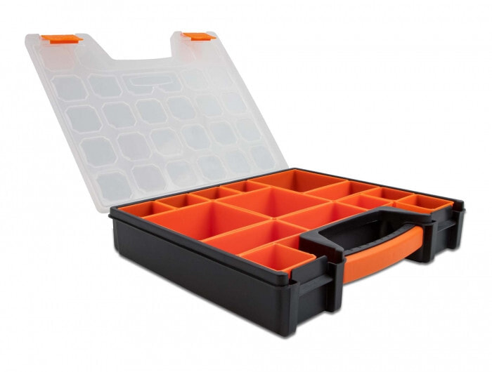 Sortimentsbox mit 14 Fächern 312 x 272 60 mm orange schwarz