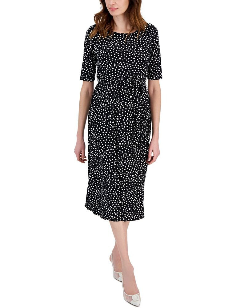 Kasper women's Dot-Print Fit & Flare Midi Dress