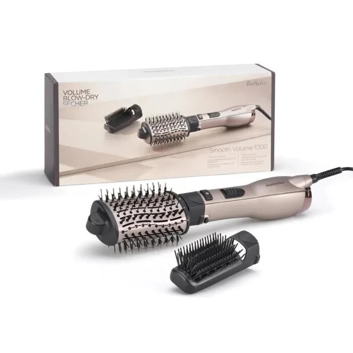 BaByliss AS90PE Smooth Volume 1000 Blasbrste Zum Gltten, Hinzufgen von Volumen und natrlichem Formen des Haares