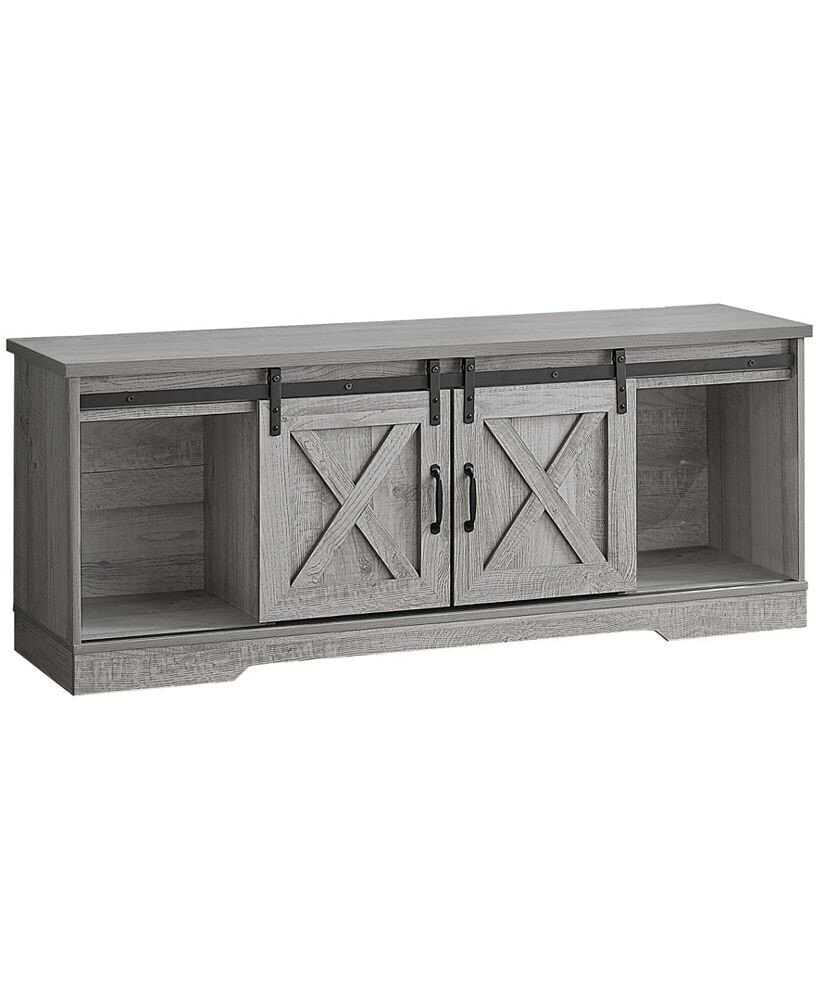 TV Stand with 2 Barn-Style Sliding Doors