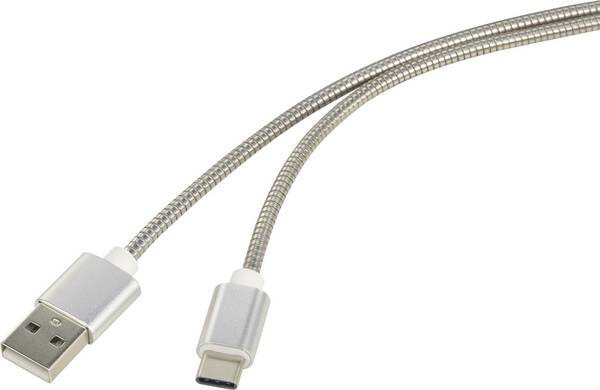 Renkforce RF-4888671 USB кабель 1 m 2.0 USB A USB C Нержавеющая сталь