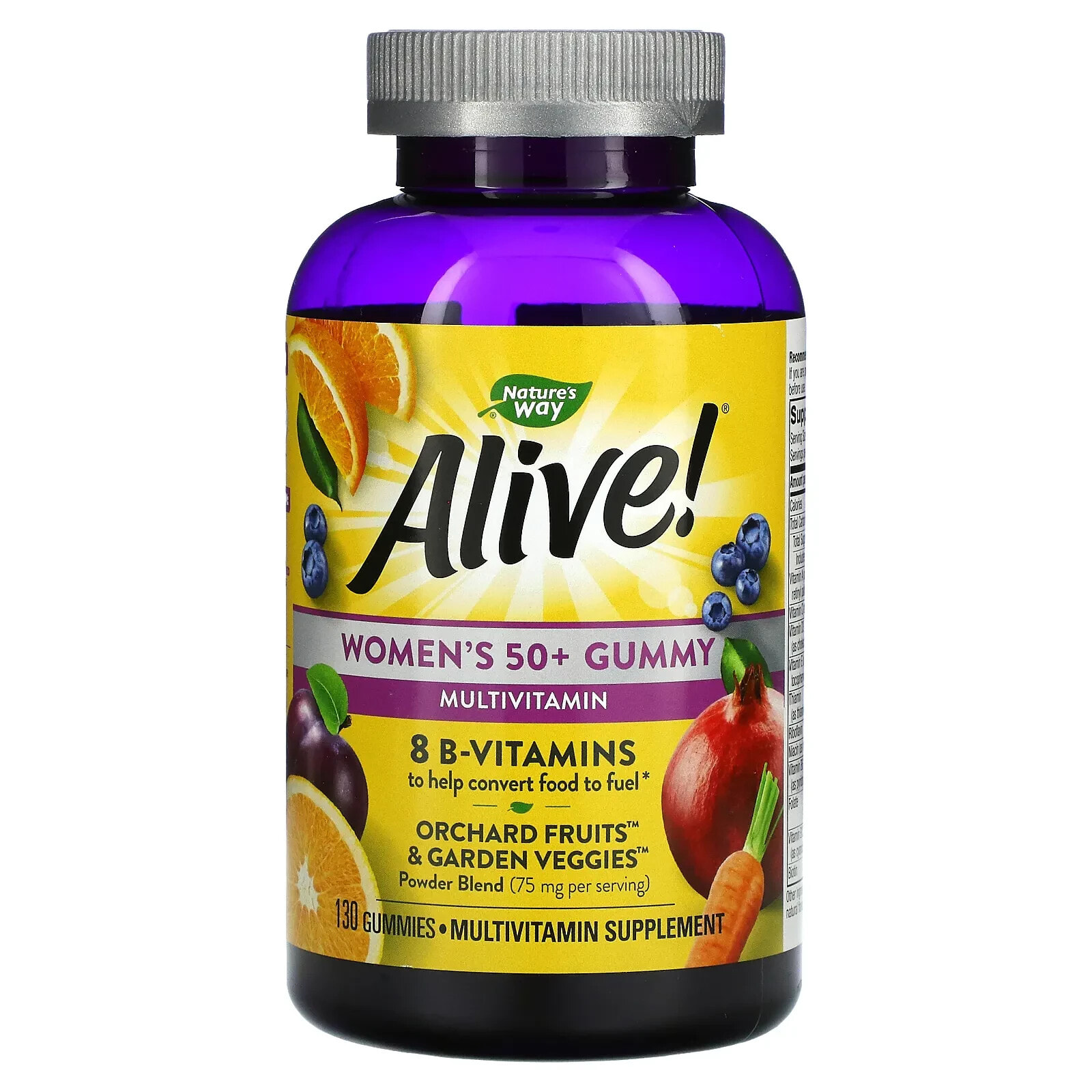 Натурес Вэй, Alive! жевательные витамины для женщин после 50 лет, со вкусом вишни и винограда, 75 жевательных таблеток