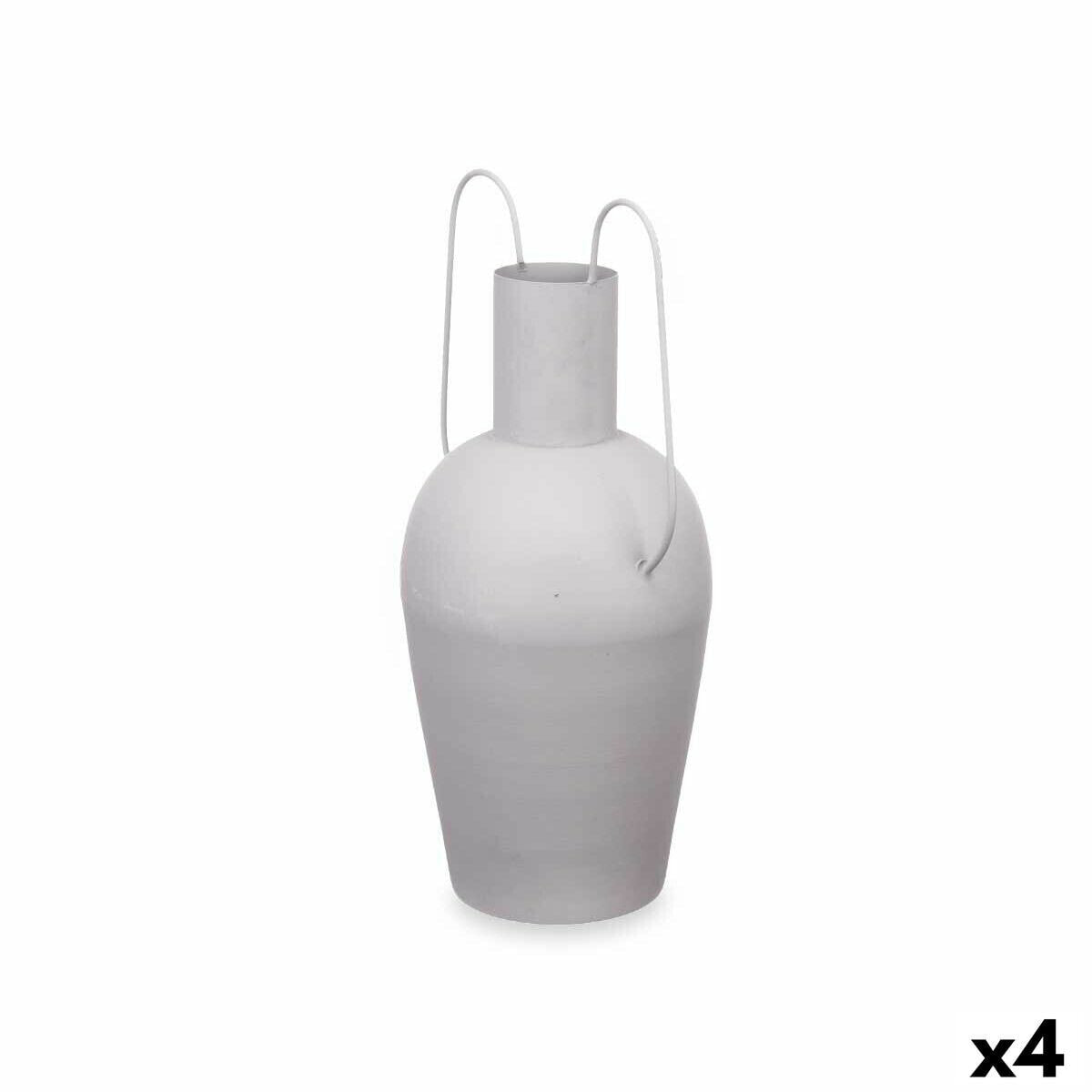 Vase With handles Grey Steel 24 x 45 x 18 cm (4 Units)