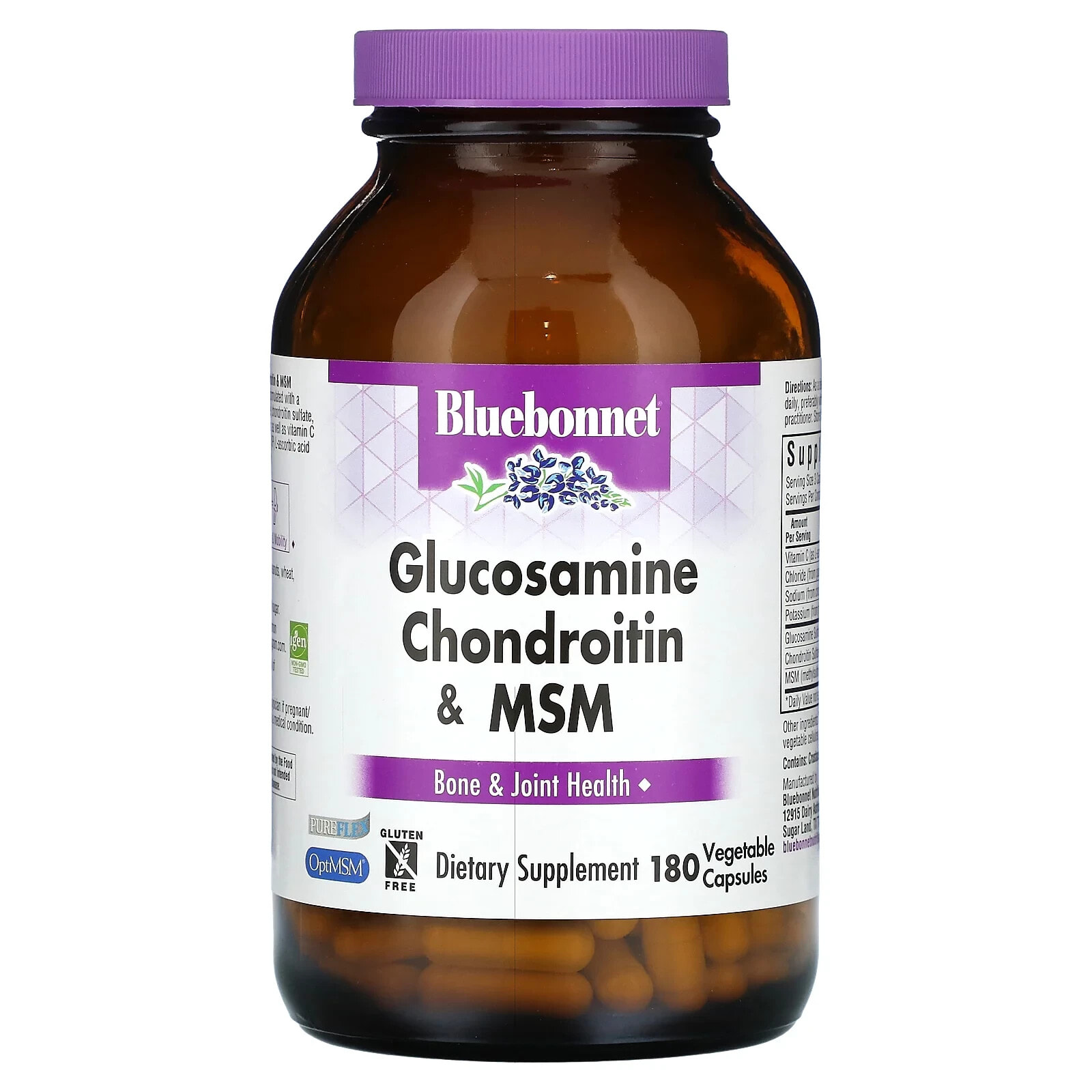 Bluebonnet Nutrition, Глюкозамин, хондроитин и МСМ, 120 растительных капсул