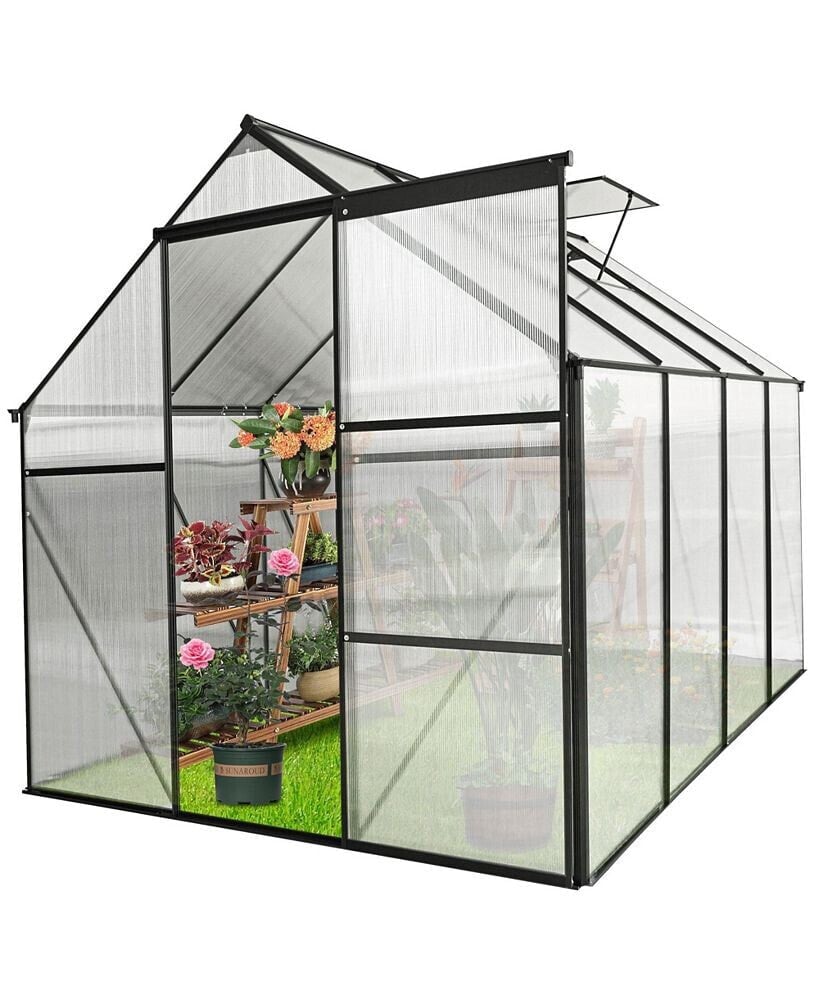 Mondawe 6x8 FT Polycarbonate Greenhouse Raised Base and Anchor Aluminum