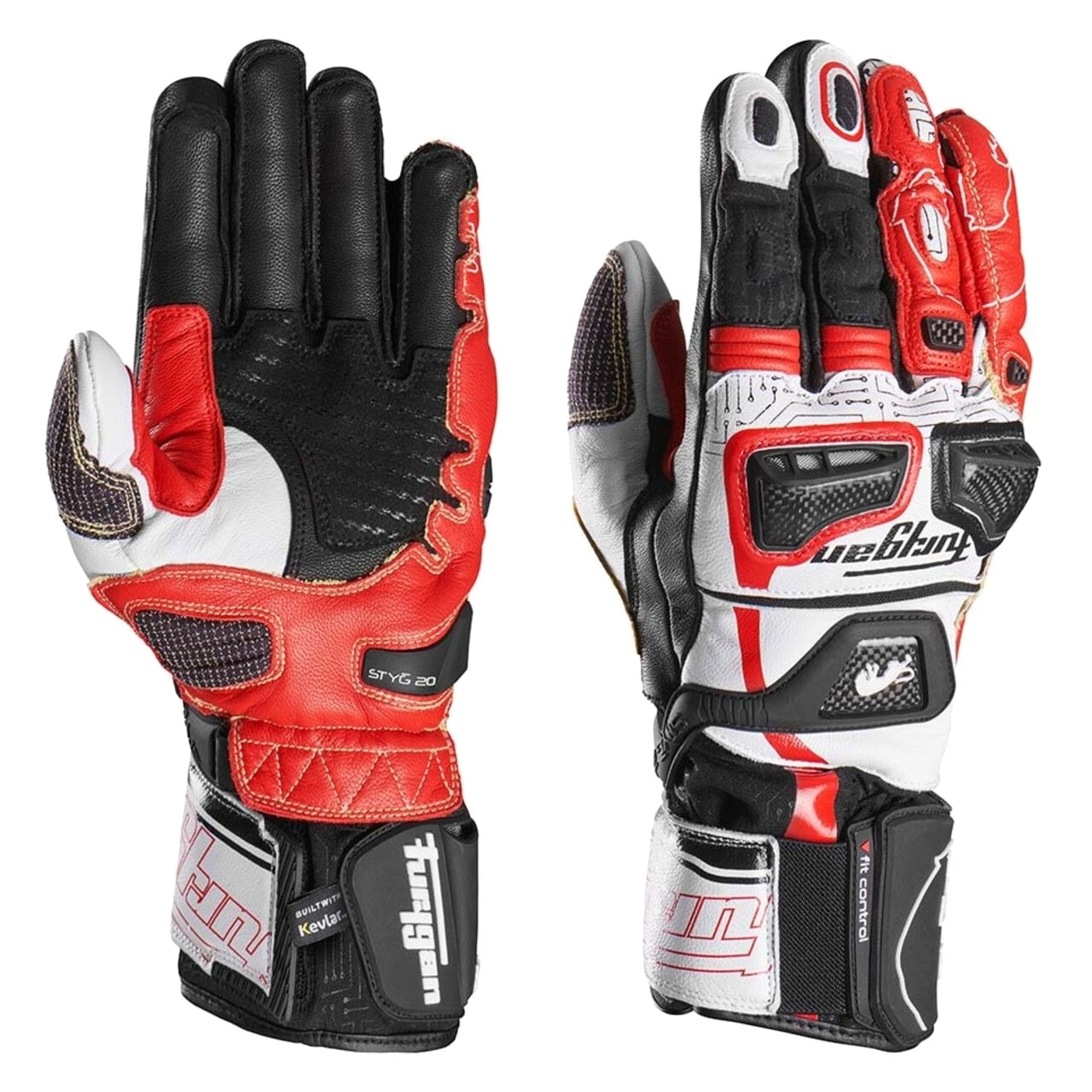 Motorradhandschuhe Furygan Styg20 X Schwarz-Weiß-Rot