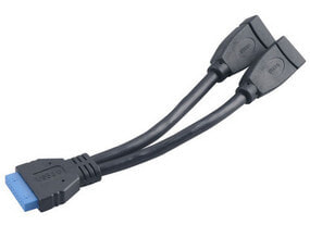 Akasa AK-CBUB09-15BK кабельный разъем/переходник USB3.0 19-pin 2 x USB3.0 Черный