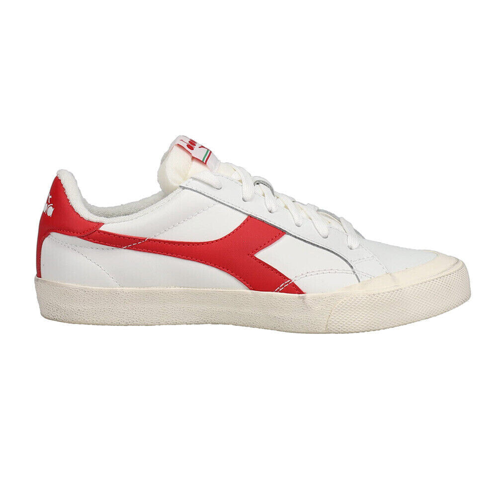 Diadora Melody Leather Dirty Lace Up Mens Red, White Sneakers Casual Shoes 1763