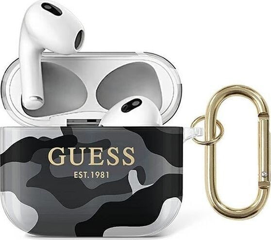 Guess Etui ochronne GUA3UCAMA Camo Collection do AirPods 3 zielone