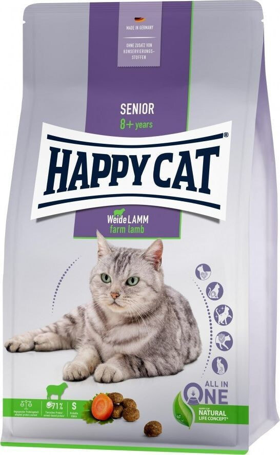 Сухой корм для кошек Happy Cat, для взрослых старше 8 лет, с ягненком, 4 кг