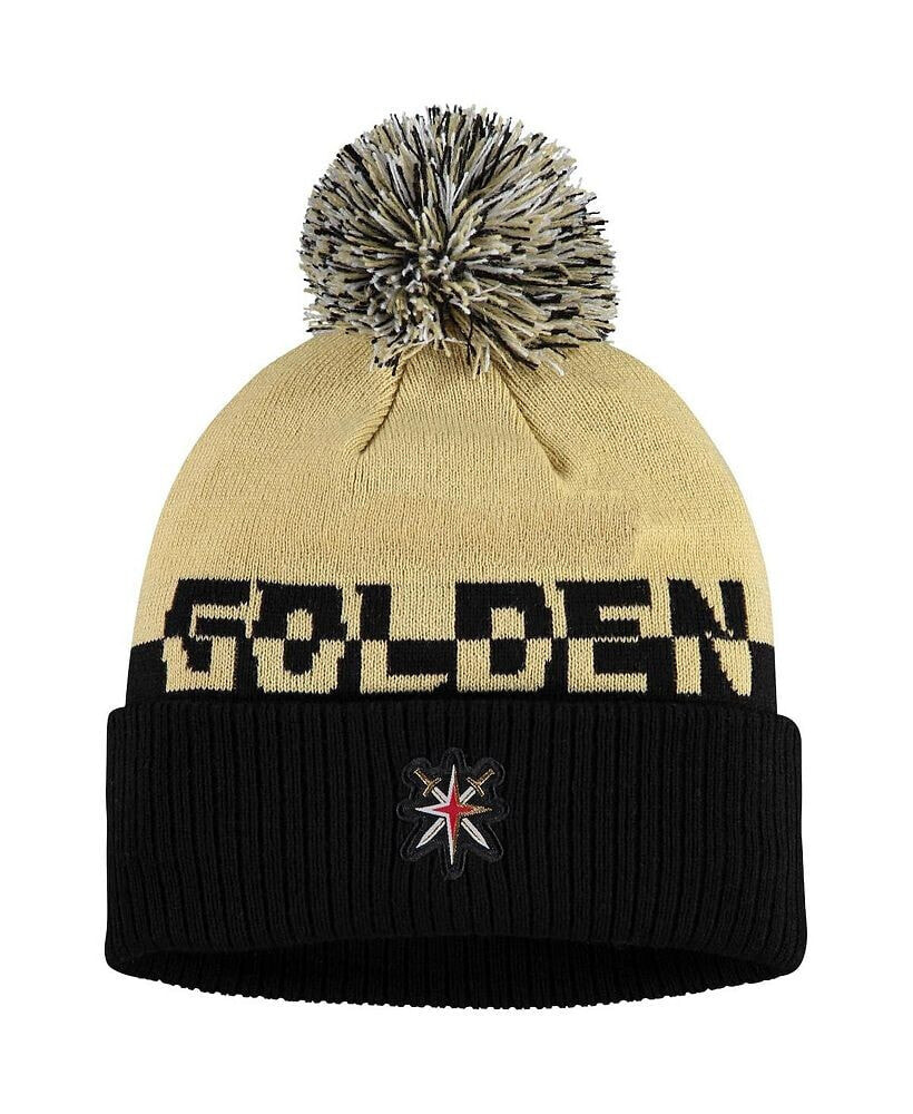 adidas men's Gold, Black Vegas Golden Knights Cold.Rdy Cuffed Knit Hat with Pom