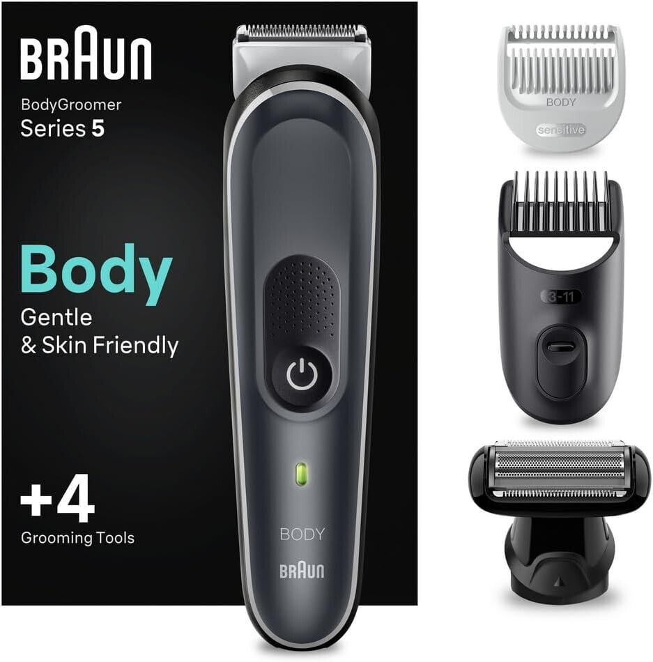 Braun Series 5 Body Groomer / Intimate Shaver for Men, Body Care and Hair Removal for Men, for Chest, Armpits, Comb Attachments 1-11 mm, Waterproof, 100 Minutes Runtime, Gift Man, BG5370