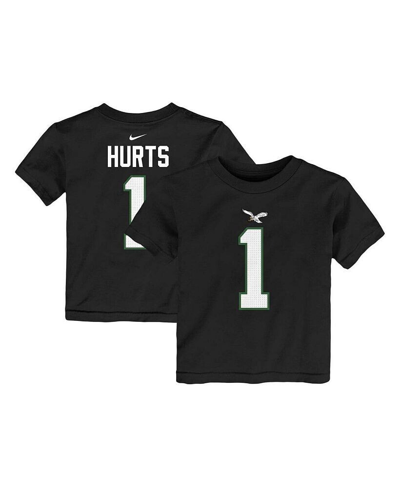 Nike toddler Boys and Girls Jalen Hurts Black Philadelphia Eagles Player Name and Number T-shirt