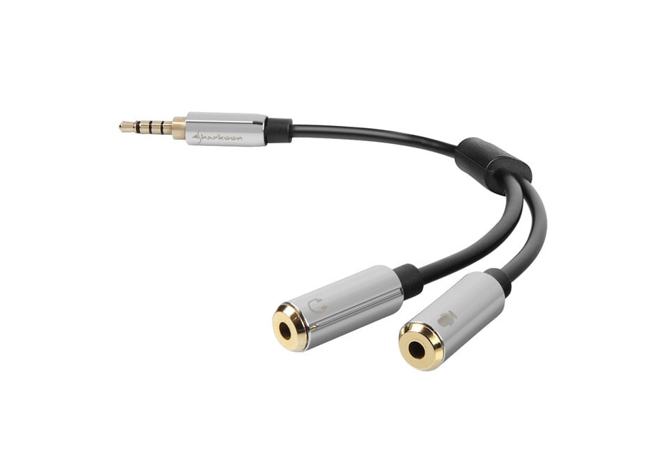 Sharkoon 0.12m, 3.5mm/2x3.5mm аудио кабель 0,12 m 3,5 мм 2 x 3,5 мм Черный, Серебристый 4044951019632