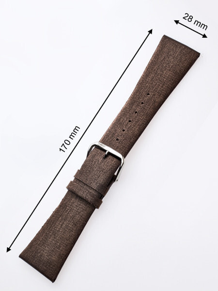 Ремешок или браслет для часов Perigaum Textile-leather-strap 28 x 170 mm Brown Silver Clasp