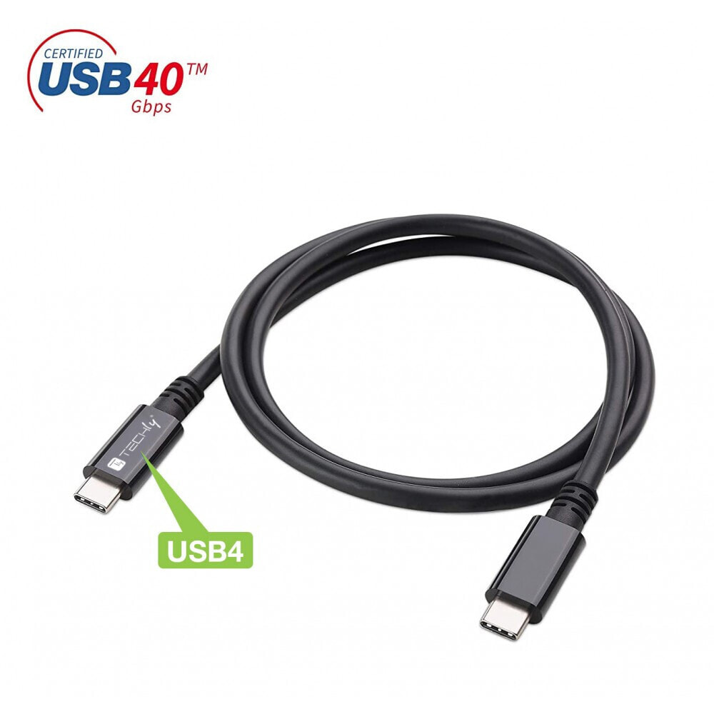 Techly 362602 USB кабель 0,8 m USB4 Gen 3x2 USB C Черный