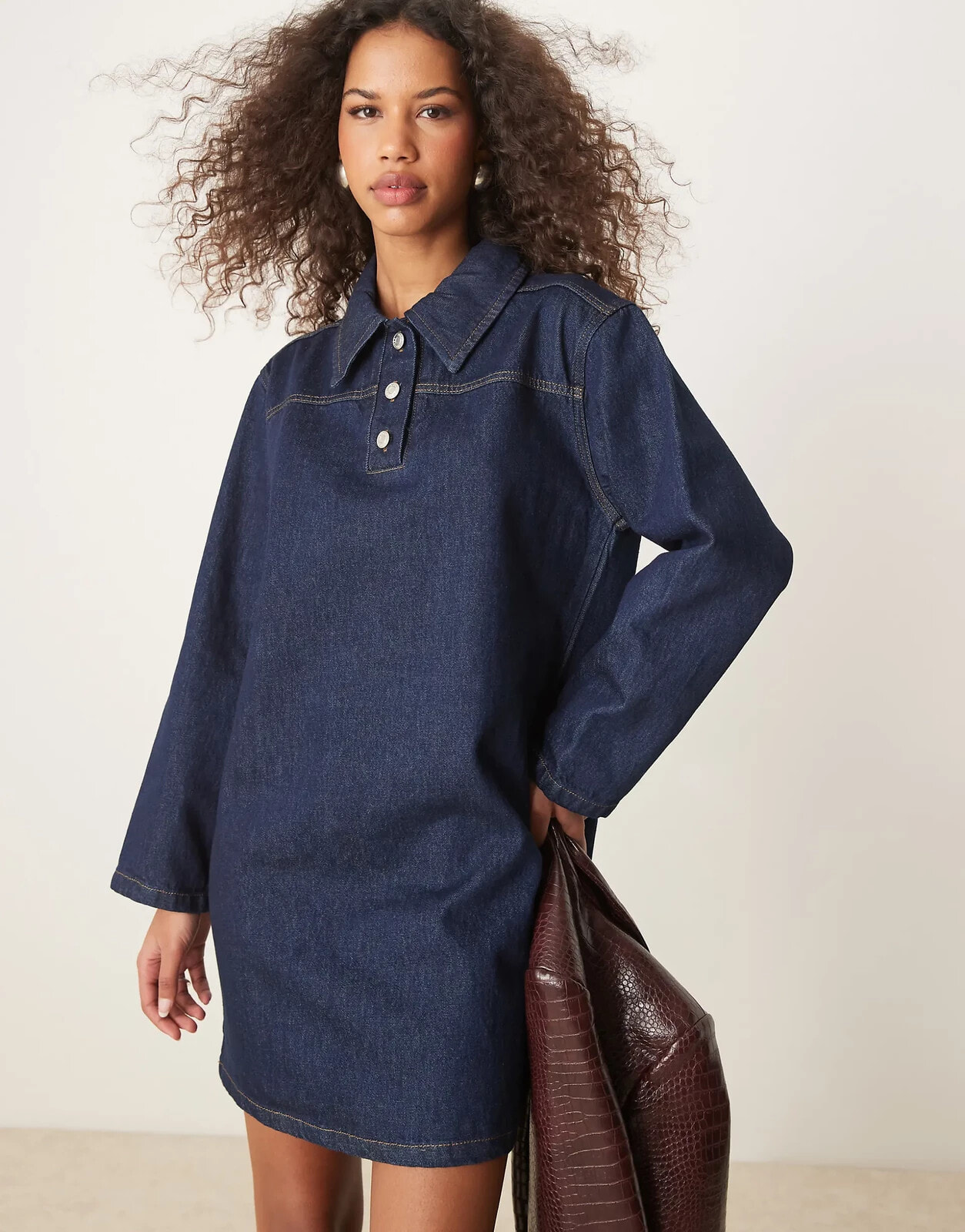 ASOS DESIGN denim shirt dress in rinse wash