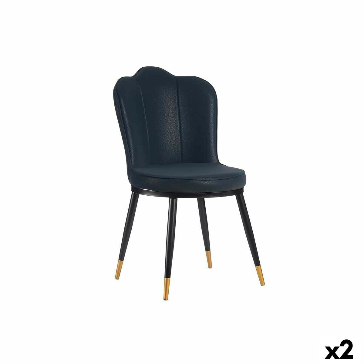 Armchair Shell Blue Black Golden Steel 53 x 58 x 67 cm (2 Units)