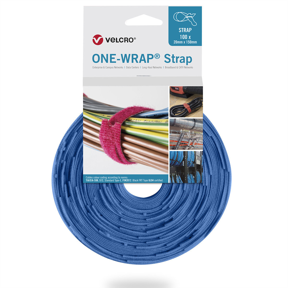 VELCRO ONE-WRAP - Releasable cable tie - Polypropylene (PP) -  - Blue - 200 mm - 13 mm - 100 pc(s)