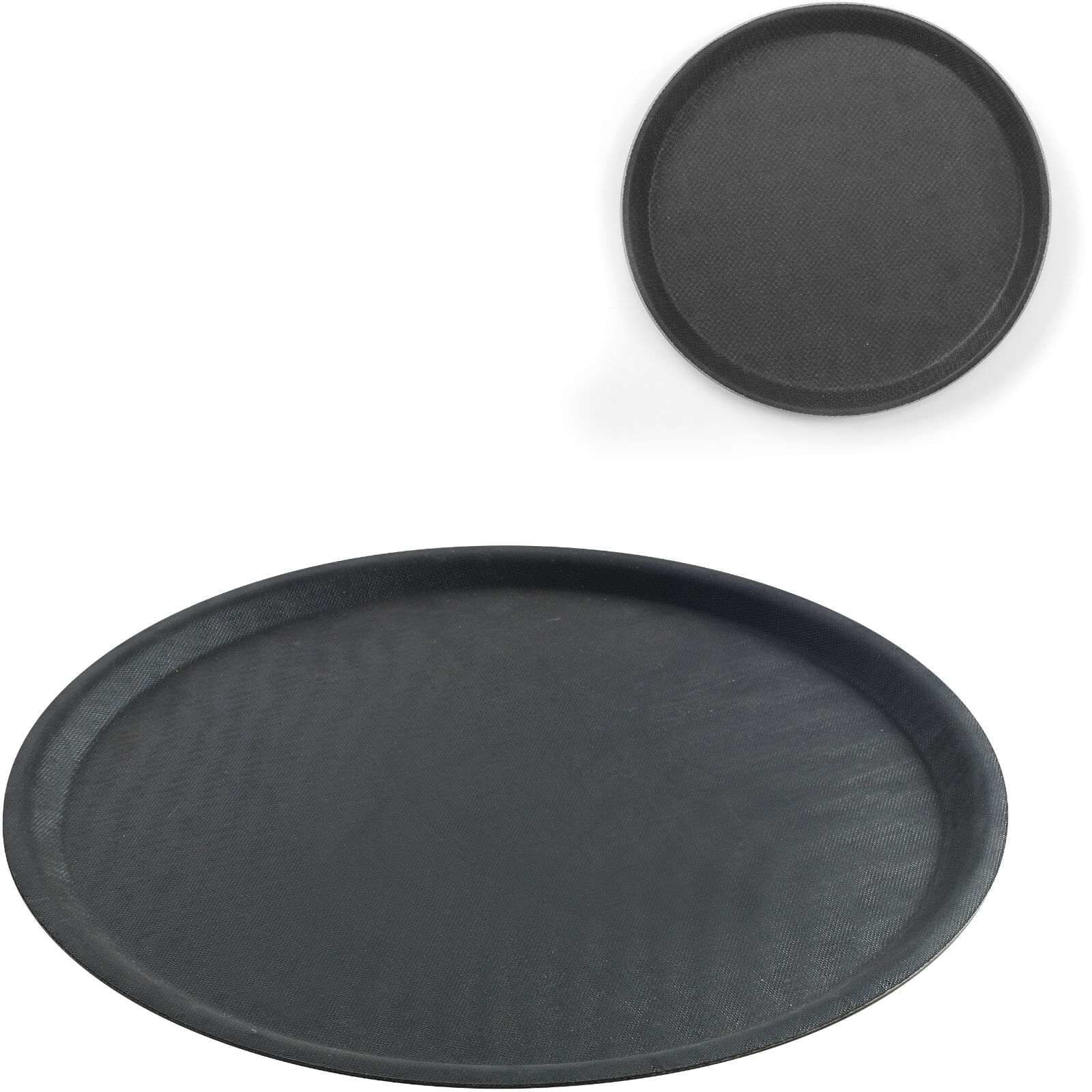 Non-slip waiter's tray, round, diam. 35cm - black