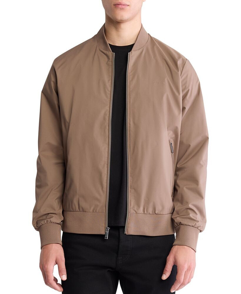 Calvin Klein men's Logo-Print Matte Bomber Jacket