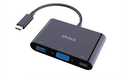Akasa AK-CBCA02-15BK кабельный разъем/переходник USB Type-C USB 3.0 Type-A port, VGA, USB charger for Type-C device Черный