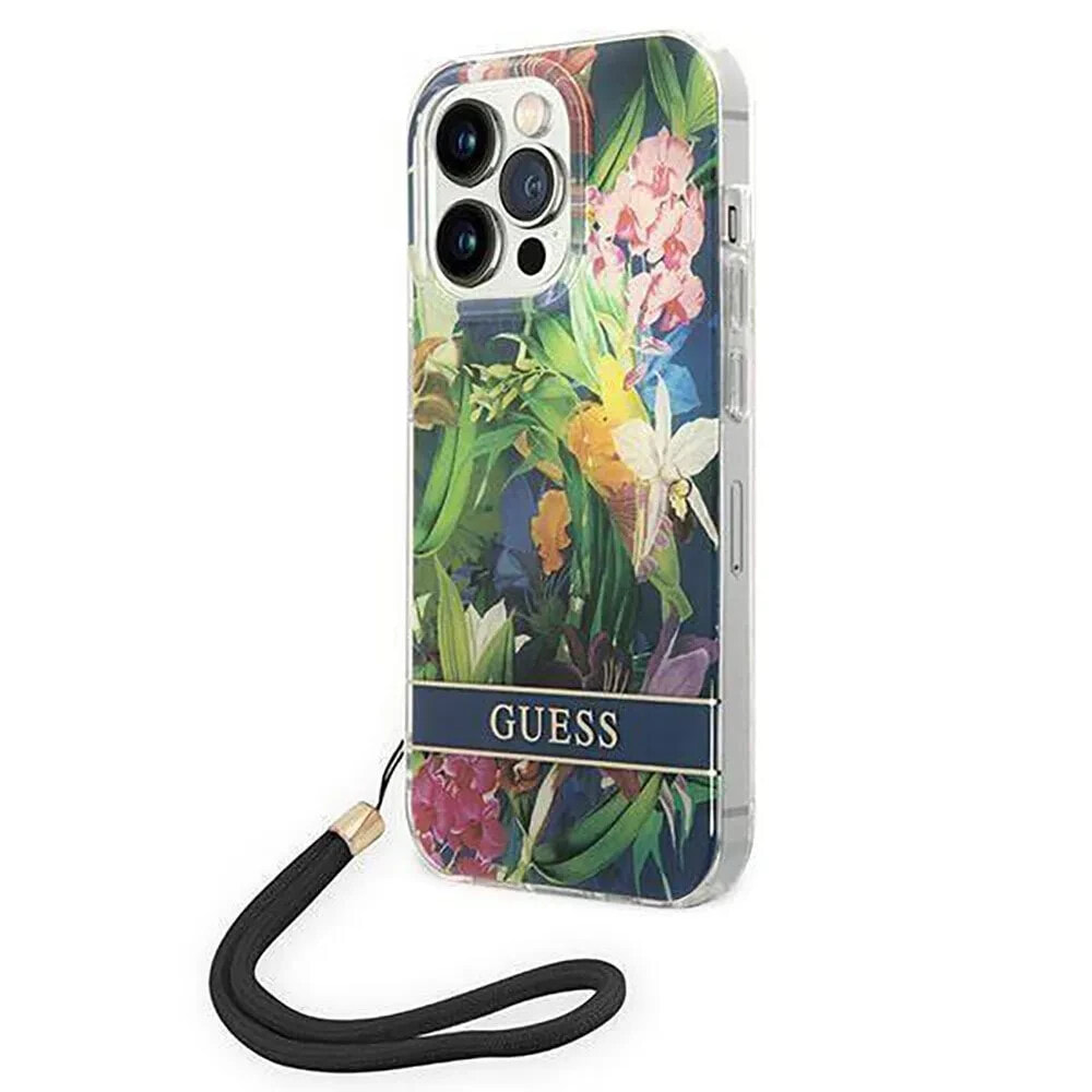 GUESS Guohcp14Lhflsb iPhone 14 Pro 6.1 Flower Strap phone case