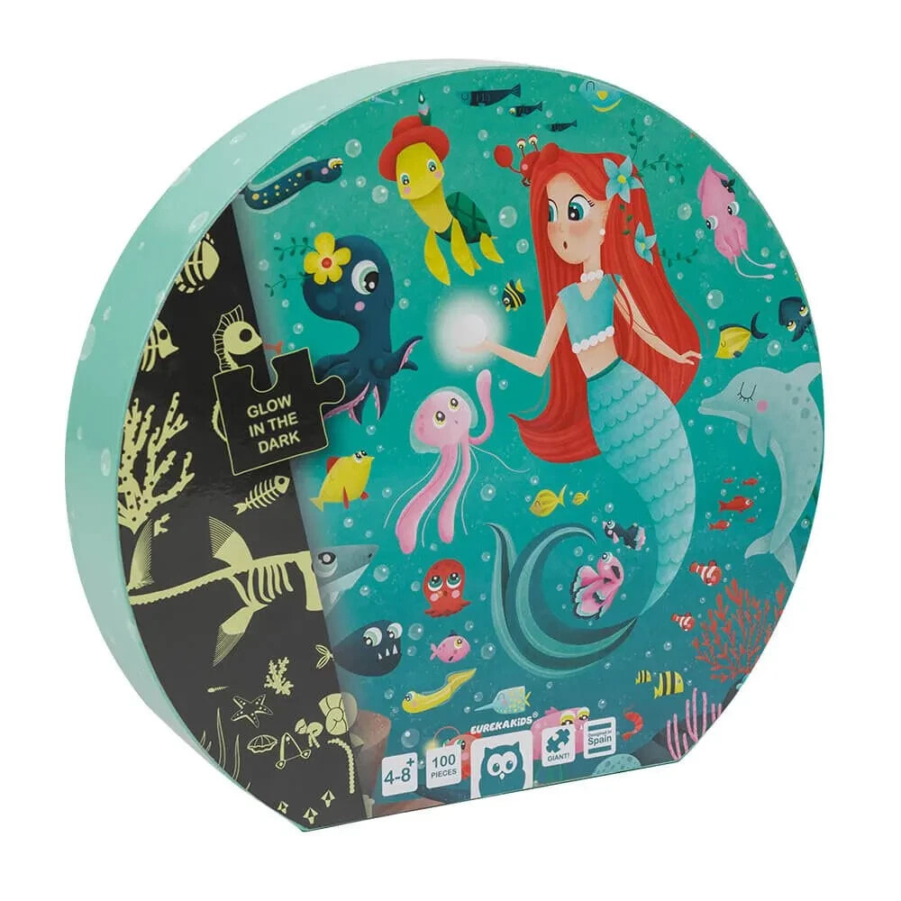 EUREKAKIDS Giant 100 piece glow in the dark puzzle - mermaid treasure