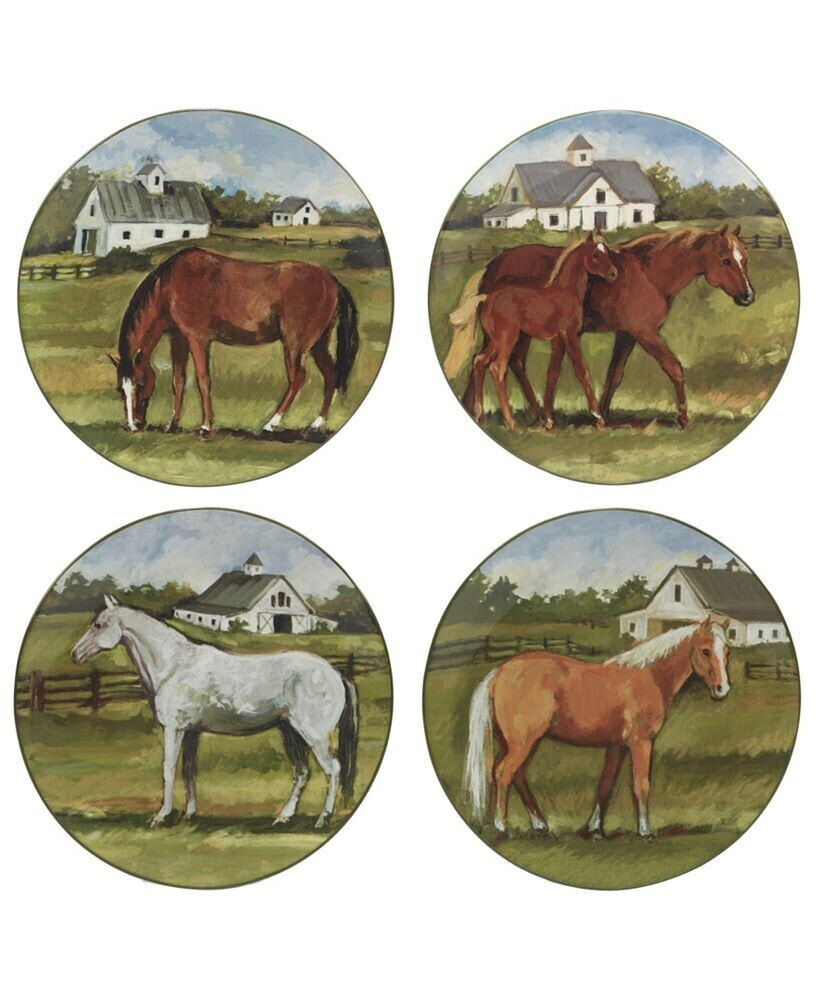 Certified International york Stables Set of 4 Dinner Plate 10.5