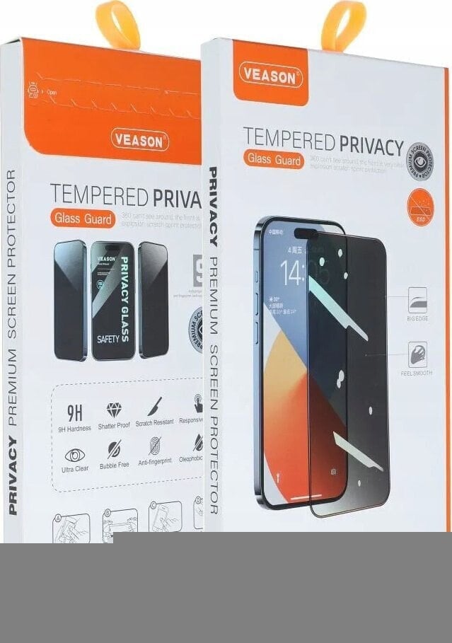 Veason Szkło Hartowane 6D Pro Veason Privacy Glass - do Iphone 15 Pro czarny