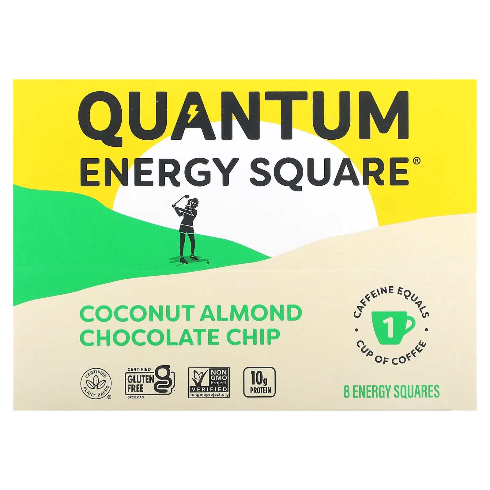 QUANTUM ENERGY SQUARE, Темный шоколад с арахисовой пастой, 8 квадратов по 48 г (1,69 унции)