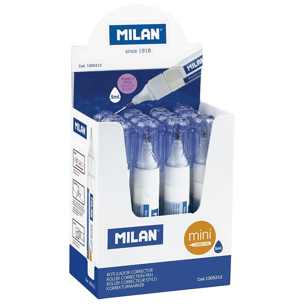 MILAN Display Box 12 Mini Correction Fluid Pens 5ml