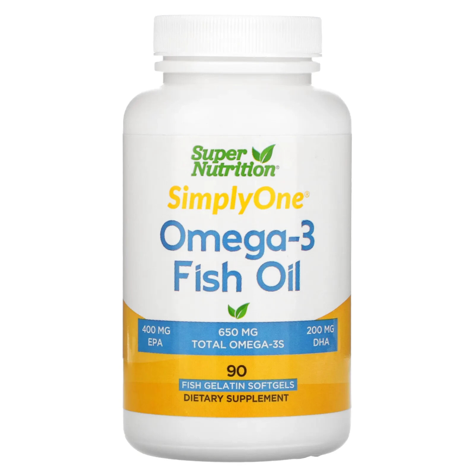Super Nutrition, Рыбий жир с омега-3, 1000 мг, 90 рыбных капсул