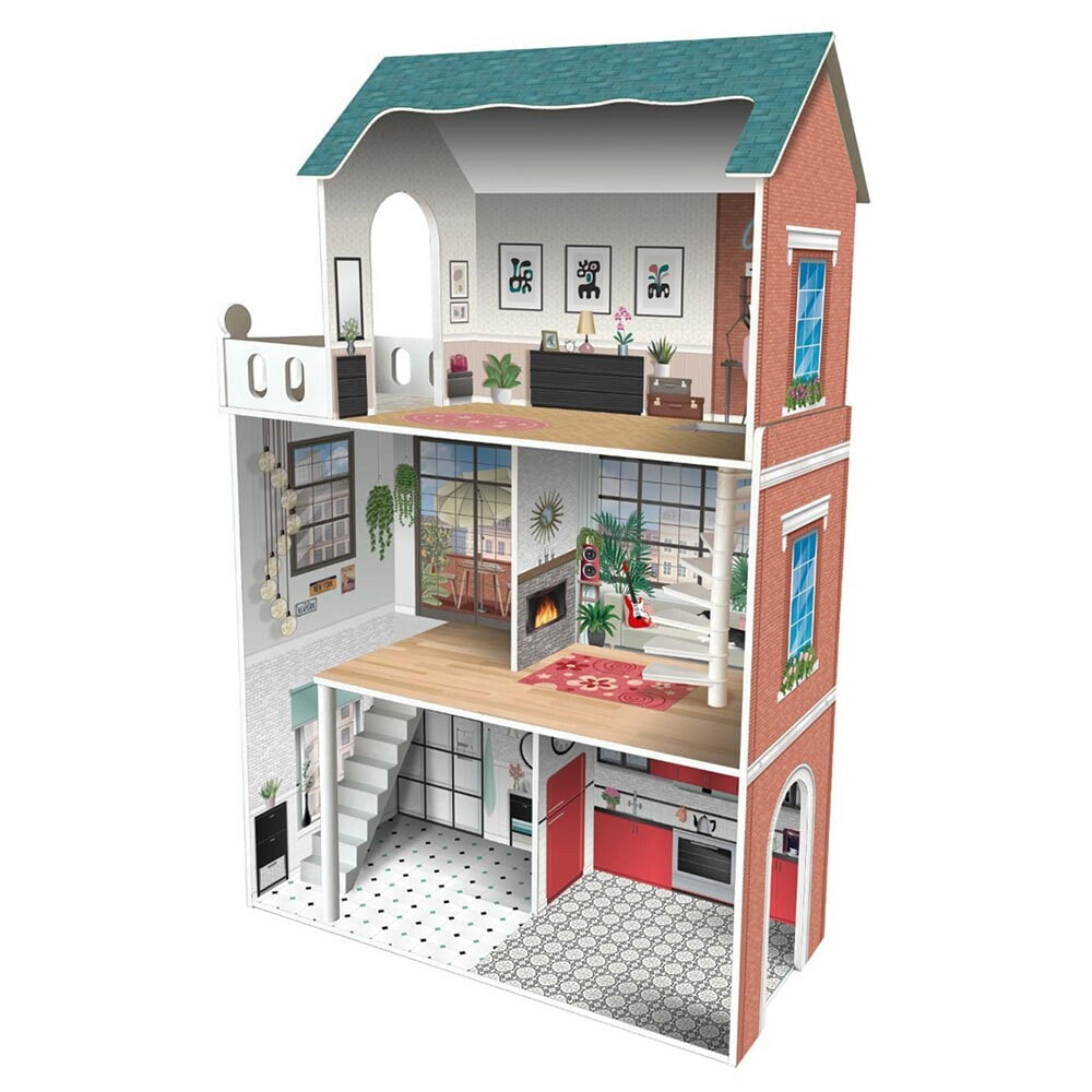 DEQUBE Soho 3-Story Wooden Dollhouse