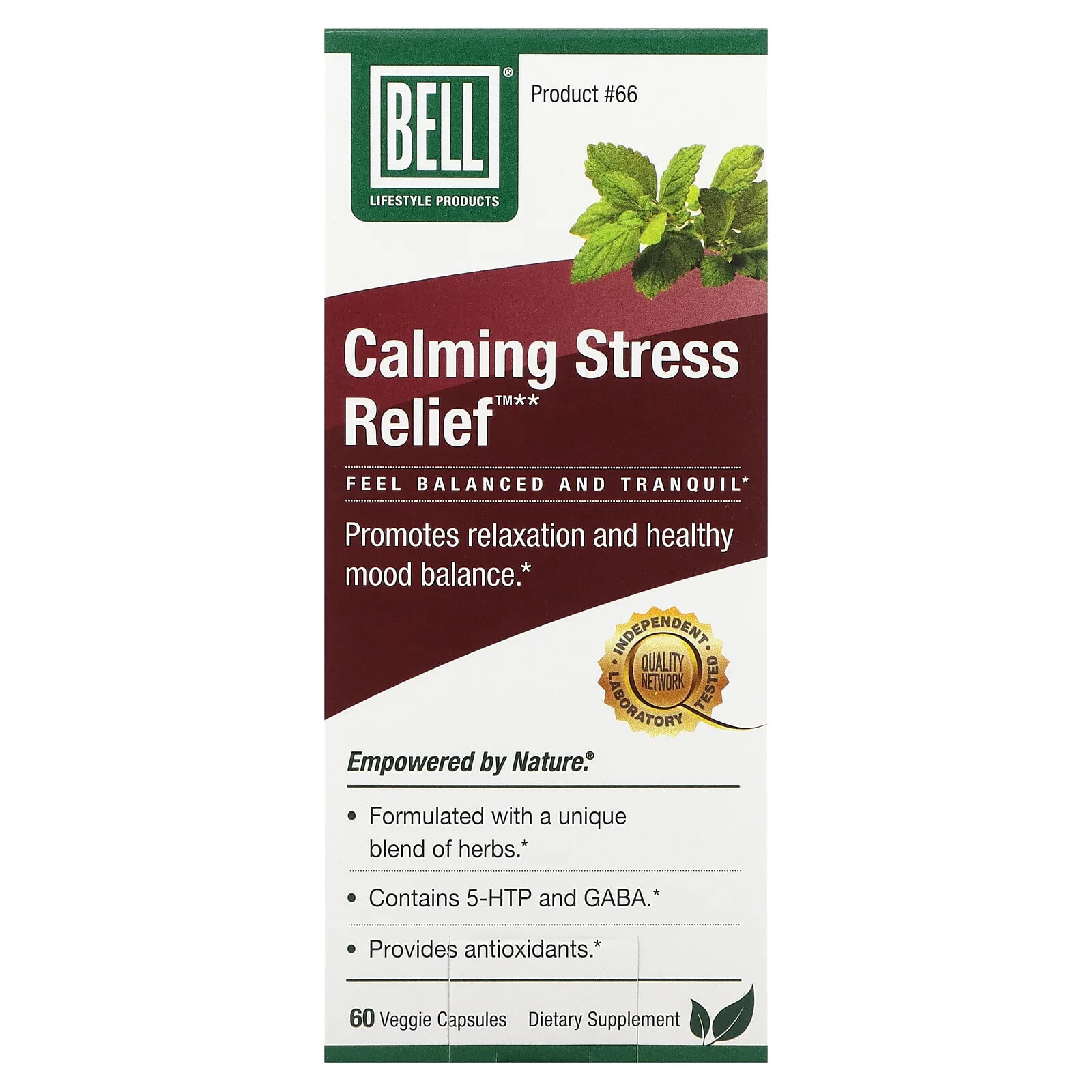 Bell Lifestyle, Calming Stress Relief, 60 Veggie Capsules