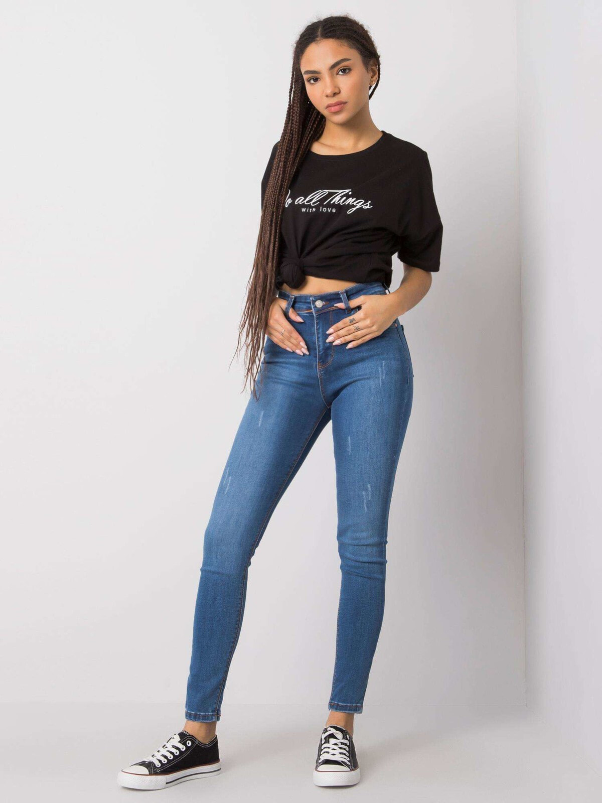 Женские джинсы скинни  с высокой посадкой синие Factory Price