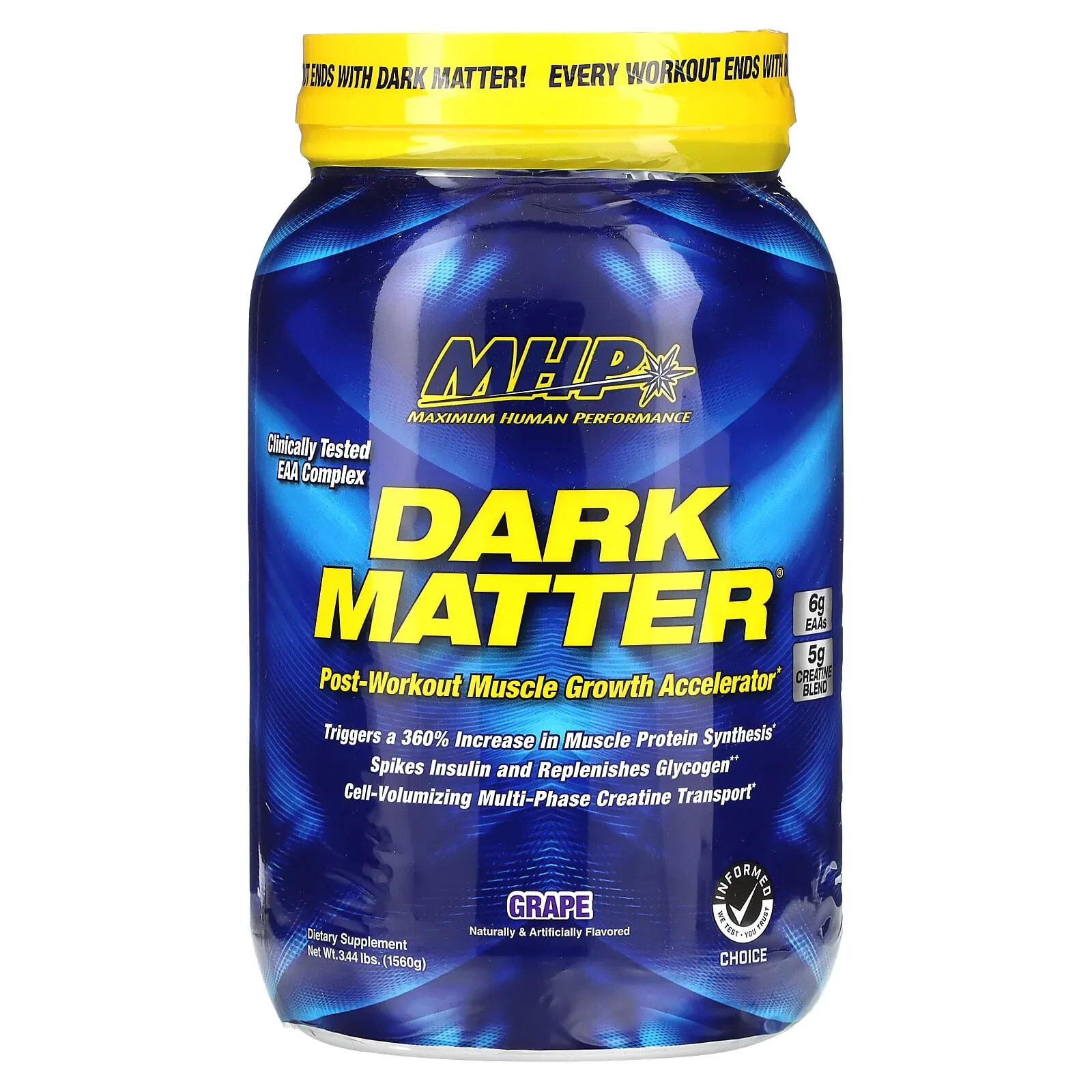 DARK MATTER, Post-Workout Muscle Growth Accelerator, Grape, 3.44 lbs (1,560 g)