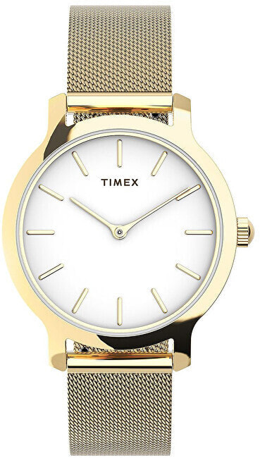 Женские часы аналоговые круглые миланское плетение серебристые Timex