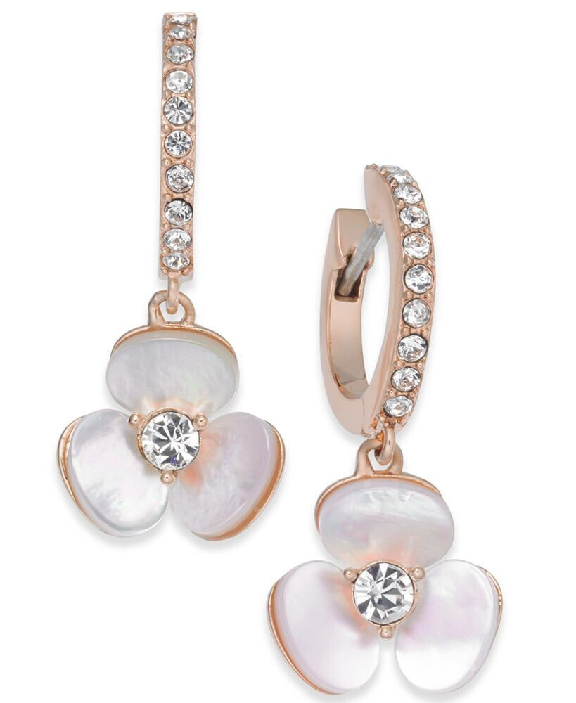 kate spade new york 14k Rose Gold-Plated Pavé & Mother-of-Pearl Flower Drop  Earrings - Macy's