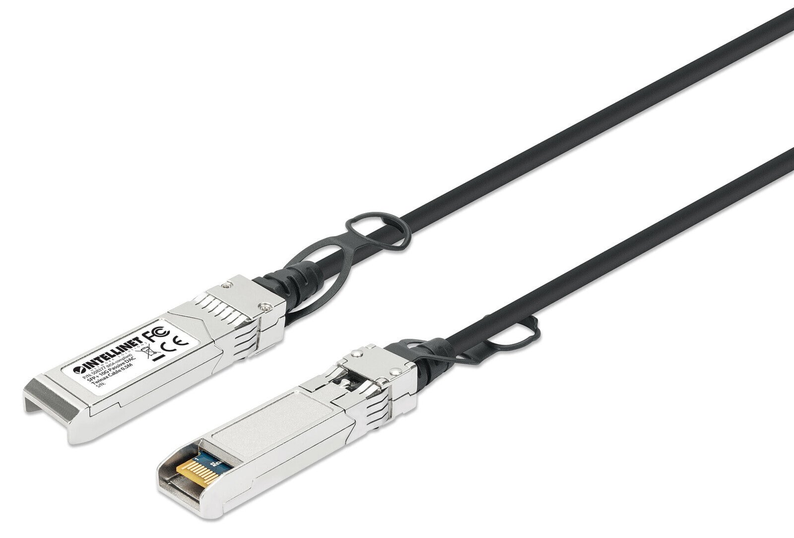 Intellinet 508377 волоконно-оптический кабель 0,5 m SFP+ Черный, Серебристый