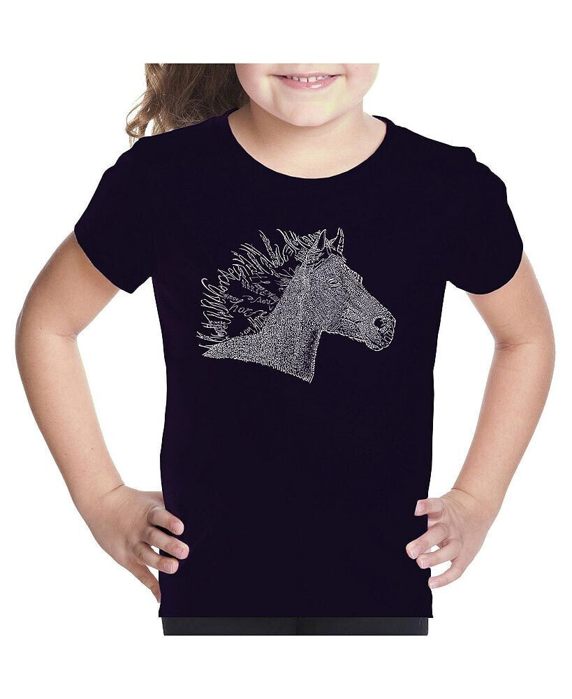 LA Pop Art big Girl's Word Art T-shirt - Horse Mane