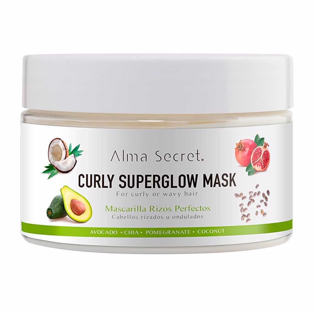 Alma Secret Curly Super Glow Mask Питательная маска с авокадо, чия, гранатом и кокосом для кудрявых волос 250 мл