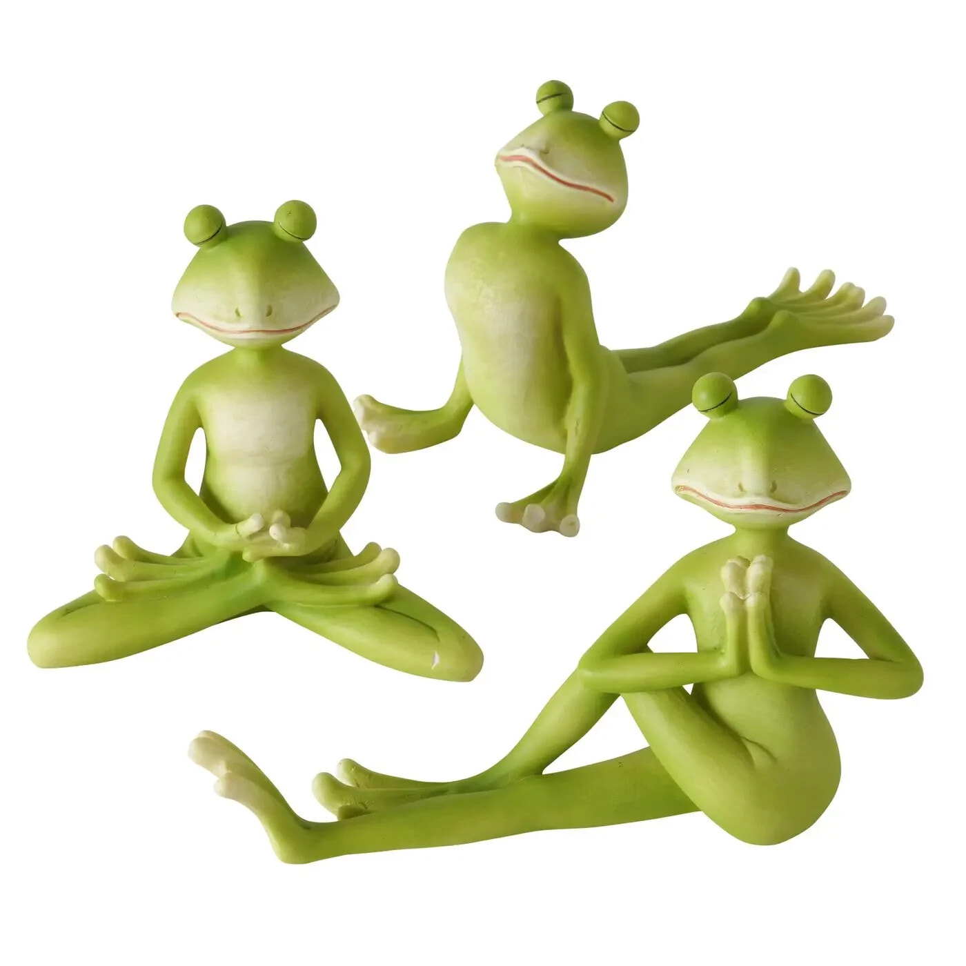 3er Set Froschfiguren in Yoga Haltungen