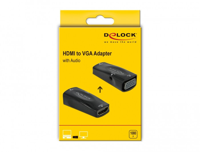 DeLOCK 66560 видео кабель адаптер HDMI Тип A (Стандарт) VGA (D-Sub) Черный