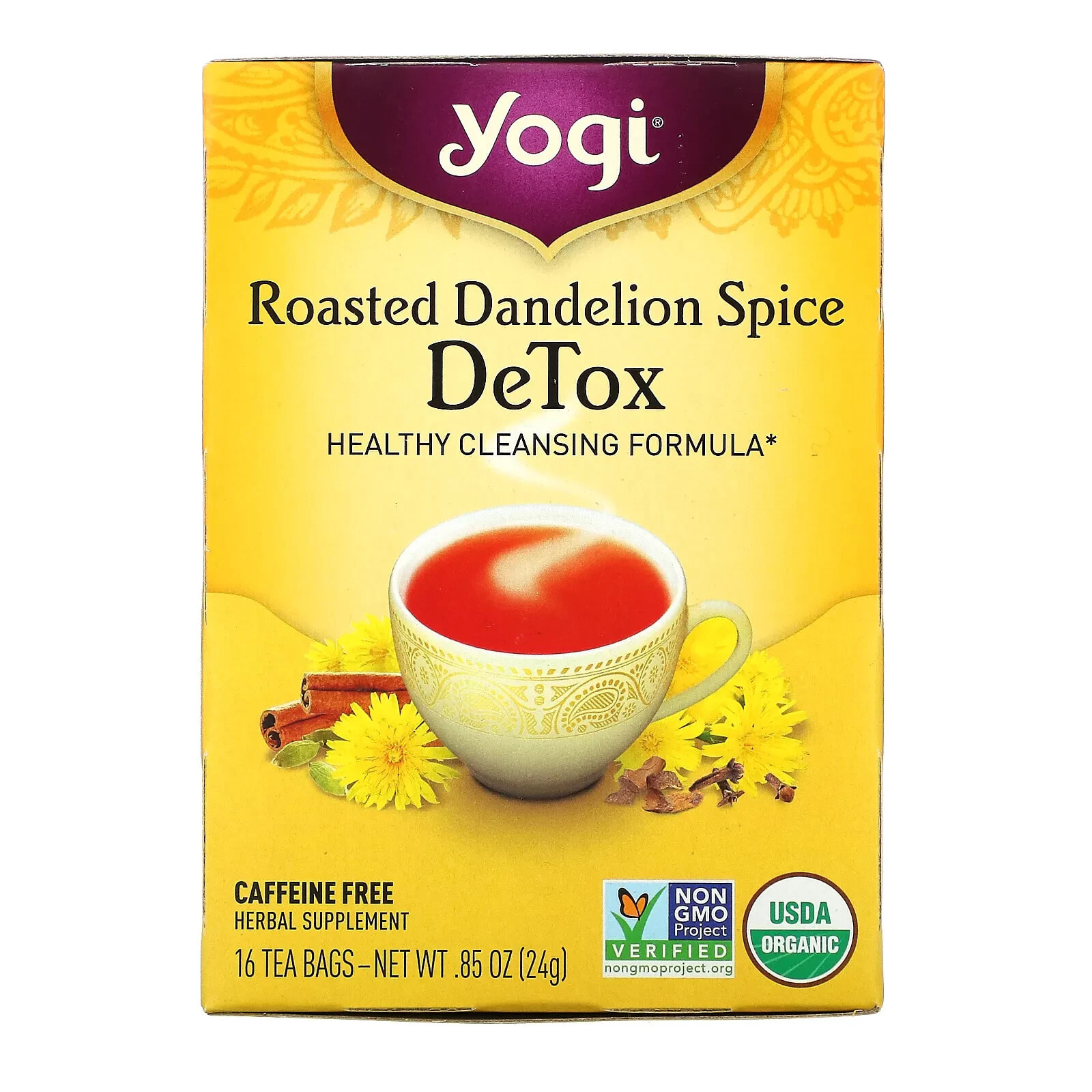 Yogi Tea, Skin DeTox, успокаивающий чай с розой и гибискусом, 16 чайных пакетиков, 32 г (1,12 унции)