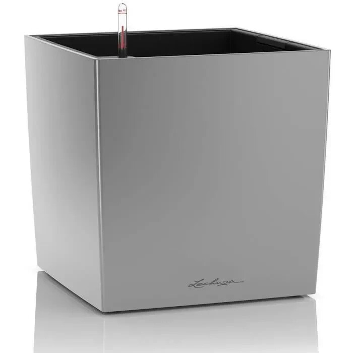 Blumentopf - LEC - Cube Premium 40 - Metallic-Silber - Wetter- und UV-bestndig