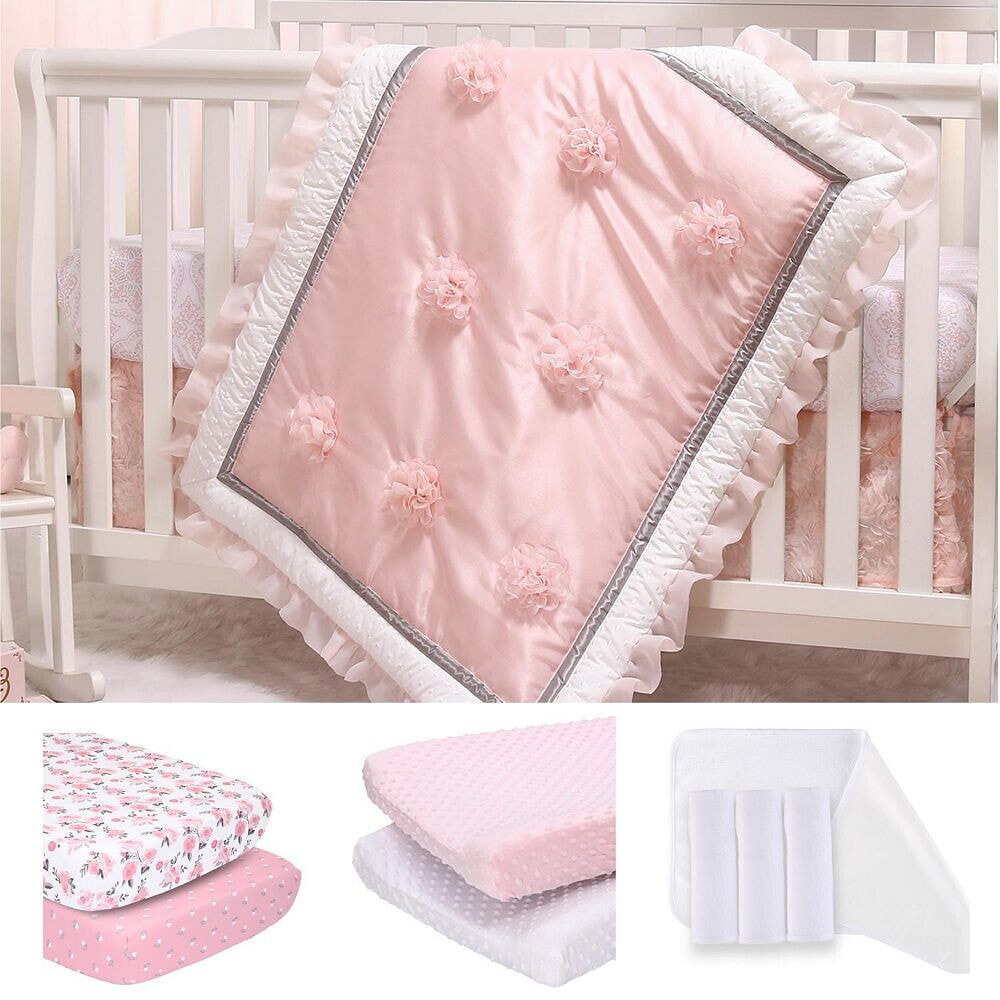 The Peanutshell arianna 11 Piece Baby Nursery Crib Bedding Set, Quilt, Crib Sheets, Crib Skirt, Changing Pads and Changing Pad Liners