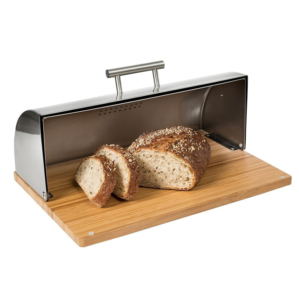 Honey Can Do stainless Steel Bread Box with Bamboo Board