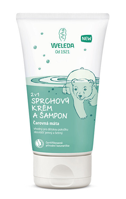 Weleda Kids 2-in-1 Shower & Shampoo Fresh Mint Детский шампунь и гель для душа с ароматом мяты 150 мл