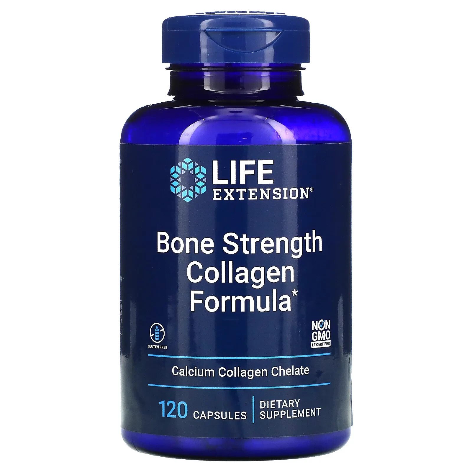 Лайф Экстэншн, Bone Strength, добавка с коллагеном для укрепления костей, 120 капсул